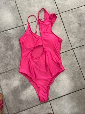 Others Follow Pink One-Piece Cutout Swimsuit